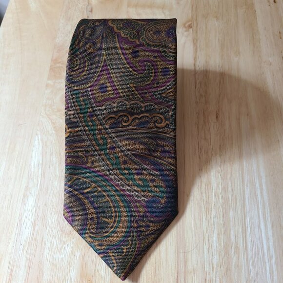 Vtg Brooks Brothers Paisley Silk Tie Preppy USA Made Italian Fabric Hand made - Picture 1 of 8